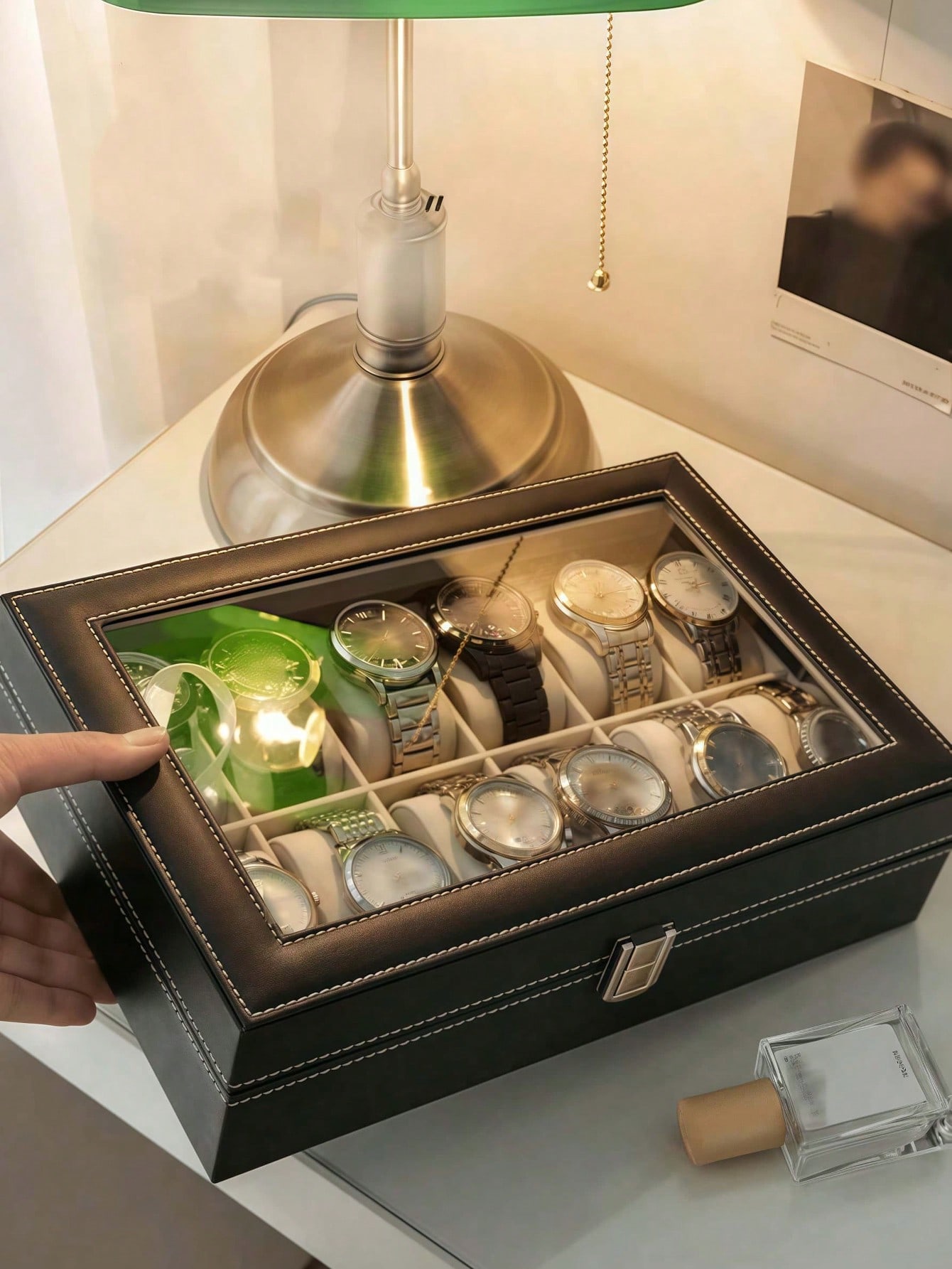 잠금장치가 있는 가죽 시계 상자, 대용량 시계 진열 케 - Jewelry Box With Watches 리뷰 및 가격